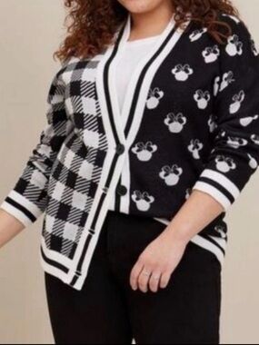 NWT Torrid Disney Minnie Mouse Jacquard Cardigan Sweater Colorblock Size 4X 26
